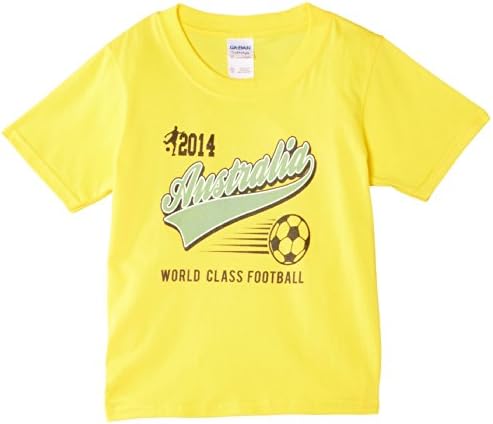 Football Fan Boys Australia Script Kids Short Sleeve T-Shirt, Yellow, 12 Years