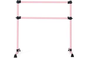 Beihaoer Double barre de ballet avec support antidérapant, barre de ballet portable pour la maison ou la salle de gym réglable de 1,2 m (rose)