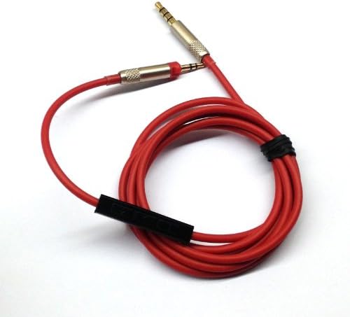 Red Replacement cable with Remote &amp; Mic for iphone ipod ipad to Audio Technica ATH-M50x ATH-M40x Headphones