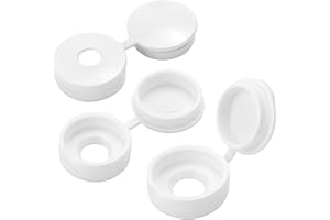 REACTIVE BRANDS Screw Cover Caps Hinged Plastic Covers – Fits 6-8 Gauge Screws (3.5mm to 4.2mm) – Snap Close Caps (10, White)