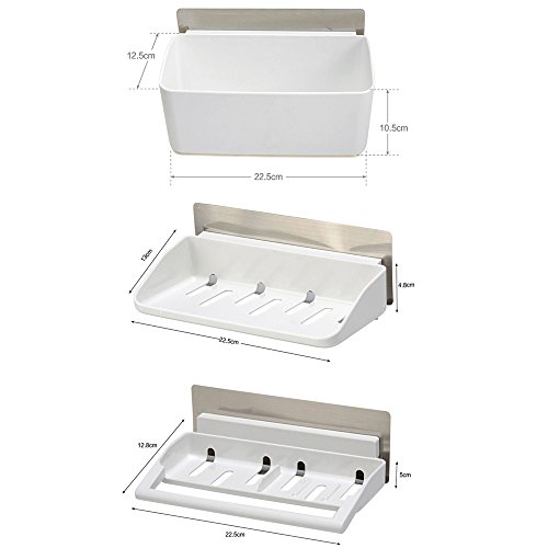 CathayBest Badregal,Kunststoff Badezimmer Duschablage Duschregal,Wandregal,Hängeregal,Küchenregal,Befestigen Ohne Bohren (weiß) - 4