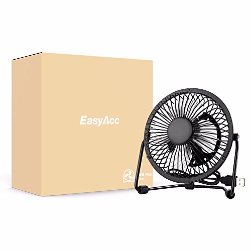 EasyAcc 4 Zoll Mini USB Ventilator desktop Lüfter Neigbar Für Den Schreibtisch Klein, Kompakt Und Kraftvoll, Mit An/Ausschalter – Schwarz - 8