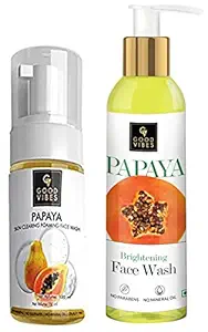 Good Vibes Papaya Skin Clearing Foaming Face Wash (150 ml) and Papaya Brightening Face Wash (120 ml) Combo