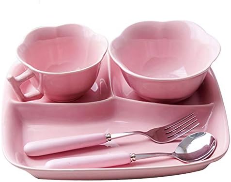 Children's Plate Ceramic Set Tableware Creative Household Children Kindergarten Students Canteen Divide Rice Bowl Bowl Separation