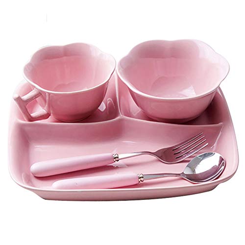 Children's Plate Ceramic Set Tableware Creative Household Children Kindergarten Students Canteen Divide Rice Bowl Bowl Separation