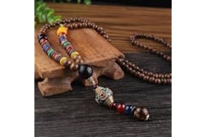 HXSCOO Amplificatore Pendente con Perline in Legno Mala Buddista Lungo Nepal Vintage; Collana Etnica Boemia Boho Buddha Fortunato Gioielli for Donna Uomo (Color : Style11)