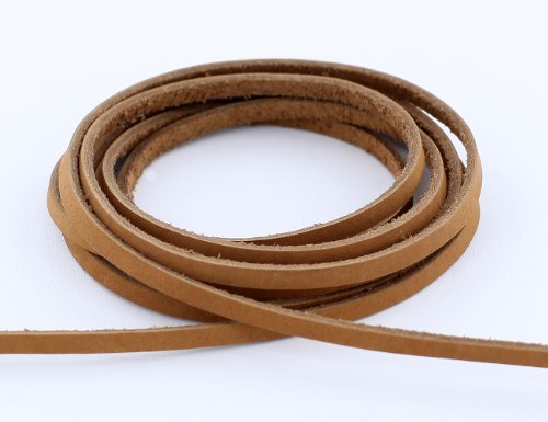 AURORIS - Lederband flach aus Nubukleder Breite: 3mm, Länge: 5 Meter, Farbe: hellbraun