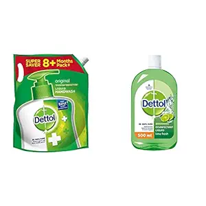 Dettol Liquid Hand wash Refill Original -1500 ml and Dettol Disinfectant Multi-Purpose Liquid Lime Fresh- 500 ml