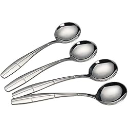 Ikando Lot de 12 Cuillères à Soupe Rondes en Acier Inoxydable