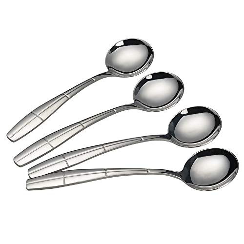 Ikando Lot de 12 Cuillères à Soupe Rondes en Acier Inoxydable