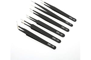 TMISHION Pinzas, 6 unids pinzas precision Herramienta de Mantenimiento de Pinzas Antiestáticas para Gafas Reloj Joyas Piedras Altas Studs Gemas de Costura de Precisión Operación Electrónica pinzas modelismo