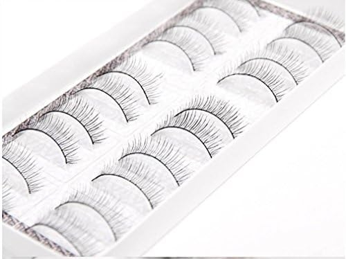 HappyBeauty 10 Pairs Soft Long Black False Eyelashes Natural Hand-made Eye Lash Extension for Makeup