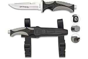 CUCHILLERIA DEPORTIVA Albainox 32351. Cuchillo Submarinismo Nautilus. Negro. Mango ABS y Goma. Herramienta para Caza, Pesca, Camping, Outdoor, Supervivencia y Bushcraft