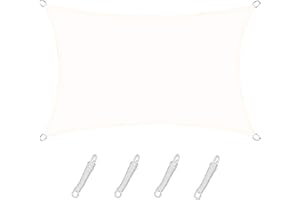 Sunnylaxx 4x6m Impermeable Toldo Vela de Sombra, Rectangular Crema Toldos Exterior Terraza Protección Rayos UV para Exteriores, Pergola, Jardín,Terrazas