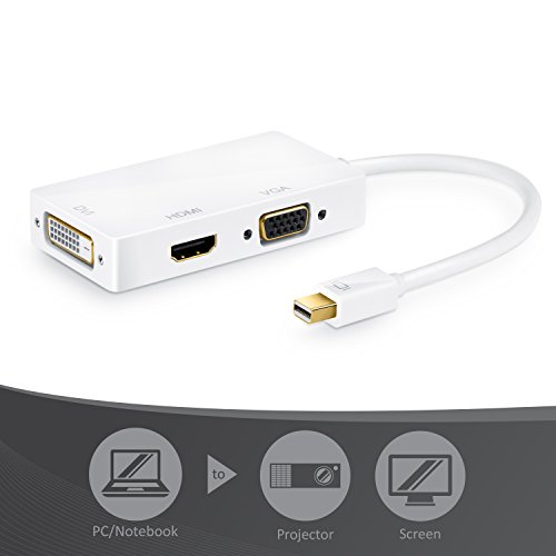 CSL – 3in1 Mini Displayport 1.2 zu HDMI + VGA + DVI Adapter | HDMI Auflösung: 3840×2160 UHD / 2160p 4k | PC + MAC kompatibel | weiß - 2