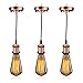 Produktbild GreenSun LED Lighting 3 Set Retro E27 Lampenfassung Lampensockel E27 Fassung Halter mit Kabel + E27 ST64 Edison Warmweiß Glühbirne als Hängeleuchte Deckenleuchte Adapter Beleuchtung Sockel, Rot-Antique-Brass