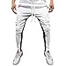 Produktbild TIFIY Herren Sweatpants Herren Trainingshose Stripe Slim Fit Jogginghose Streifen Patchwork Jogger Pant Trekkinghose SporthoseWeiß,L