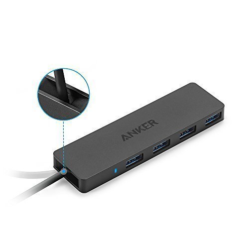 Anker Ultra Slim 4 Port USB 3.0 Hub inkl.10W USB Ladegerät, Datenhub für Apple Macbook, Macbook Pro, iMac, Notebook, Windows Laptops und Ultrabooks usw. (Schwarz) - 4