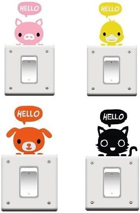 RMCtrends® [Pack of 4] Kids Bedroom Light Switch / Plug Socket / Mirror / Laptop / Mobile Phone / Window / Furniture Vinyl Wall Art Stickers
