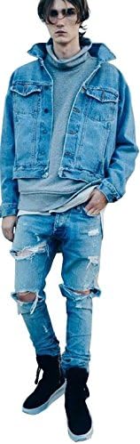 Laruise Men's Ripped Jeans LightBlue 36