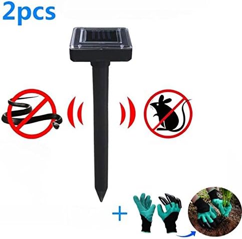 Aliyao 2 Pack Outdoor Solar Ultrasonic Rat-Repellent Device Rodents Snake Mole Voles gopher Squirrel Repeller for Garden Lawn Yards Field Farm