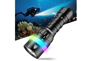 Sofirn SD08 Dive Torch 3200 Lumen High-Performance Scuba Diving Torch Underwater 100m with 360-Degree Battery Indicator & Colorful Light Positioning for Deep Sea Diving Fishing Caving