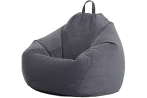 Highdi Velluto Pouf Poltrona Sacco, Bambini & Adulti Bean Bag Fodera per Sacco di Fagioli per Decorazione della Soggiorno Camera Giardino Salotto Balcone, Senza Ripieno (Grigio Scuro,100x120cm)