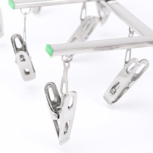 TAPCET Wäschespinnen Bügel Kleiderbügel Wäschetrockner Wäscheständer mit 20tlg Klammern Edelstahl Wäscheklammern - 7