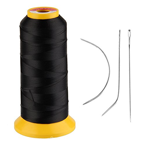 Beauty7 Premium Weaving Set Black Brown Beige Hair Weaving Needle Thread Extention Sewing Track Threader Combo Set (Black)