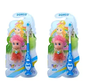 Cartoon series toothbrush for Children serlies kids with soft bristles with Mini toy ( pack of 2 set With Multicolored)