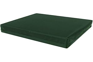 Hendem 4cm Thick Waterproof Seat Pad Indoor Outdoor Garden Rattan Furniture Foam Pad With Strong Fabric Removable Zipper Cover (50 x 44 cm / 20" x 17", Bottle Green)