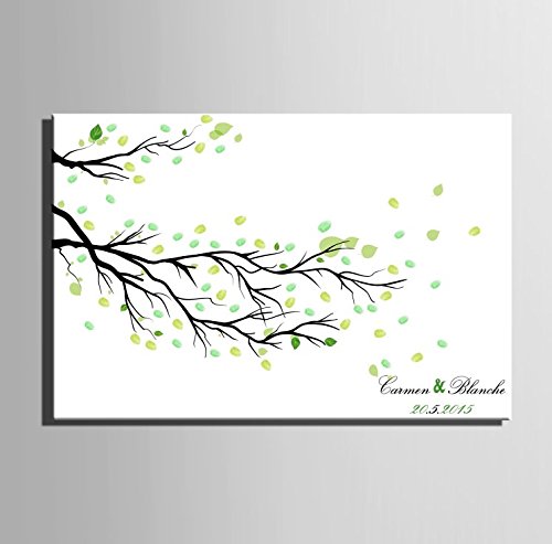 Hochzeitsgästebuch Alternative Wunschbaum Personalisierte Fingerabdruck Gemälde Leinwand Prints – Gästebuch Signature Thumbprint Öl Gemälde für Wand-Decor Home Dekoration, 60 * 80 cm 50*70CM