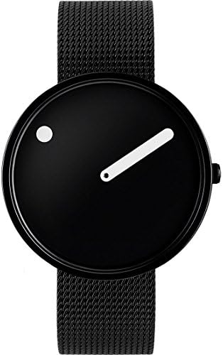 Unisex Quartz Watch, 40mm Stainless Steel Black IP case with Black Steel mesh Bracelet and Black dial