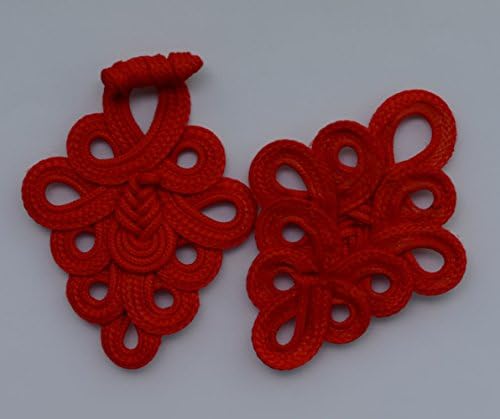 LYRACCES Extra Large Braid Knit Chinese Frog Fasteners Knot Closure Sewing Buttons Cloth 8in 1pair (Red)