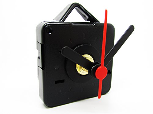 Geräuschloses Quarz-Uhrwerk mit Antrieb und Zeigern – mittelgroße Welle – gratis Batterie und Befestigung, plastik, multi, 39mm Black Hands