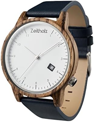 Unisex Wooden Watch - Breitenbrunn Model, Handmade from 100% Natural Zebrawood with Quartz Movement - Lightweight Analog Wooden Watch for Men and Women - Adjustable Band Fits Any Wrist