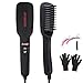 High quality Hair Straightener comb - Electric Straight Hair Styling Brush with 2 Free Hair Clips, Anti Scald Gloves and Small Cleanup Brush - Hair straightening Brush Babyliss Is Simple To Operate (Black)-ccbetter