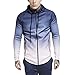 Produktbild UJUNAOR Herren Sport Pullover Frühling Langarm Slim Fit Gedruckt Farbverlauf Freizeit Hoodie(Blau,X-Large)