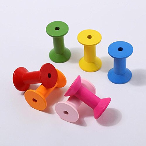 Home Practical Supplies Approx. 100pcs Craft Sewing Threading Laces Yarn Wheels Thread Spools-Cylindrical Wood Bobbins