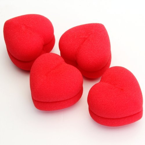 TOOGOO(R) 4pcs Soft Sponge DIY Hair Care Curler Roller Balls Red Heart-Shaped