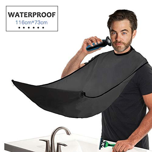 Delantal babero para barba tela impermeable delantal de barba delantales barba afeitado de tela babero de tela de limpieza mantenga su ba?o limpio regalo para los hombres barbudos 120 cm negro