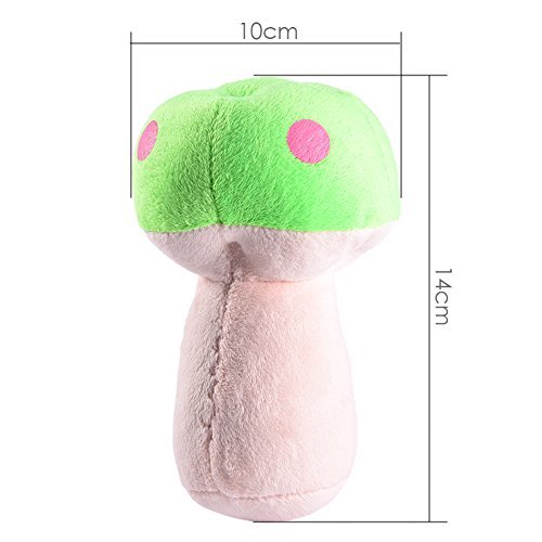 Dog-Plush-Sound-Toy-Puppy-Chew-Toy-Colorful-Plush-Mushroom-Pet-Dog-Bite-Toys-Teether-Squeaker-Squeaky-by-Peckexp-Green
