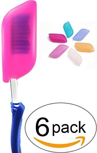 GYBest 6-Pack Silicone Toothbrush Holder Covers - Great Protective Case for Home, Travel, Outdoor & Camping - Hygienic and Anti-Bacterial