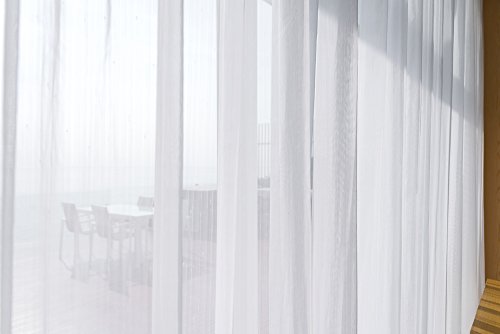 Maßgeschneiderte Voile-Store-Gardine inklusive Blei und Kräuselband (Universalband) mit versteckten Schlaufen, halbtransparente Maßanfertigung von 90 bis 295cm Höhe (145 x 600 cm /HxB) - 4