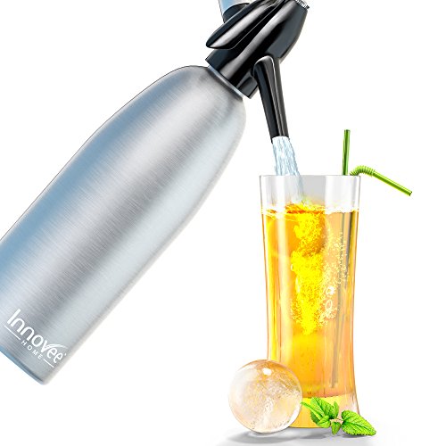 Innovee Soda-Siphon – Der beste Sodasprudler – Aluminium – 1 Liter + Cocktail Rezepte Ebook – Bereiten Sie Sprudelwasser mit Leitungswasser oder aus der Flasche vor – Bereiten Sprudelwasser vor wann Sie es vollen – benötigt Standard-CO2 Kapseln (nicht enthalten) - 3