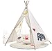 Produktbild Smibie Indianerzelt Kinder Spielzelt fünf Holzpfosten fünf-seitige Wand mit Tür und Fenster EU-Bestand