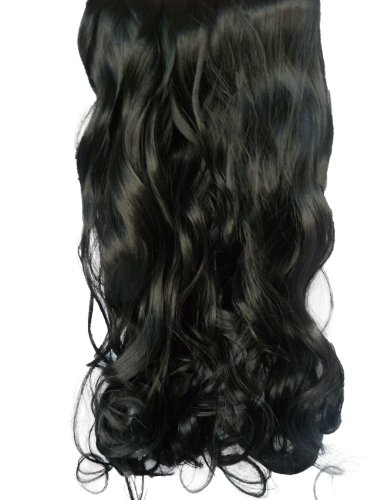 22" Clip in Hair Extensions CURLY Black #1b FULL HEAD 8pcs
