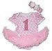 Birthday 1st Pink White Polka Dots Bodysuit Tutu Baby Dress Girl Clothing Nb-18m (12-18month)