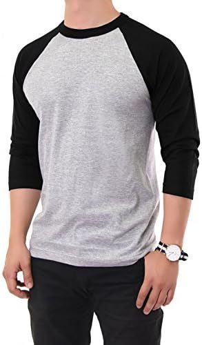 Men's 100% Cotton 3/4 Length Sleeve Raglan Baseball T-Shirt