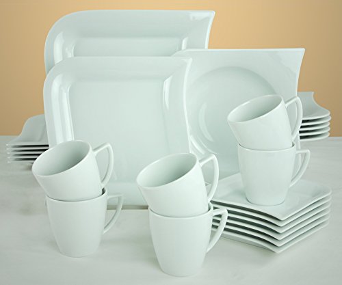 Kombiservice Opera 60-teilig eckig Porzellan für 12 Personen weiß